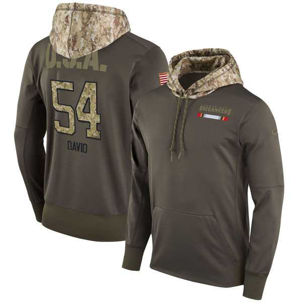 Nike Buccaneers 54 Lavonte David Men's Olive Salute To Service Pullover Hoodie